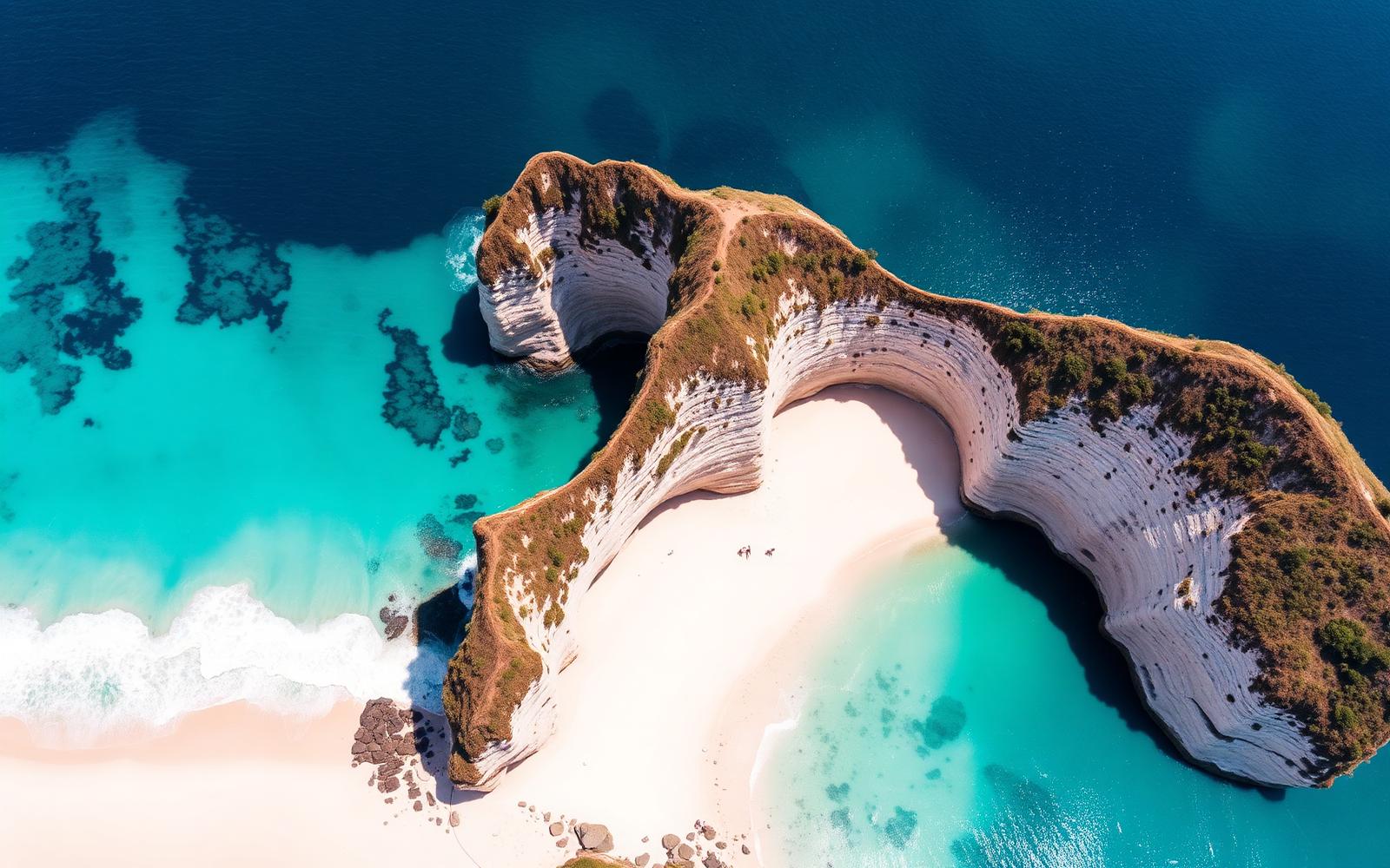 Aerial view of Kelingking Beach, Nusa Penida, Bali