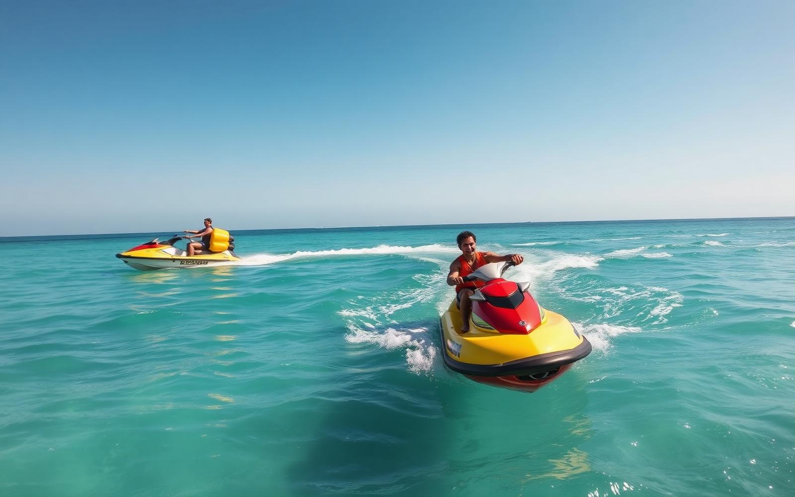 Jet skis on turquoise water off Nusa Dua beach in Bali